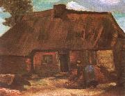Vincent Van Gogh Cottage with Peasant Woman Digging (nn04) Spain oil painting reproduction
